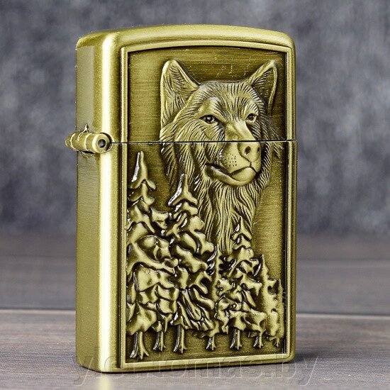 Зажигалка газовая турбо Волк золото от компании Интернет-магазин Ylet - фото 1