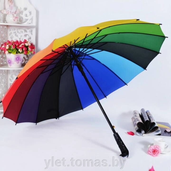 Зонт трость Радуга с прямой ручкой от компании Интернет-магазин Ylet - фото 1
