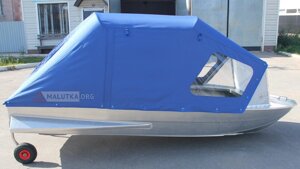 Алюминиевая лодка Мста-Н 3.7 м, с тентом, дугами, стеклом, булями и колёсами