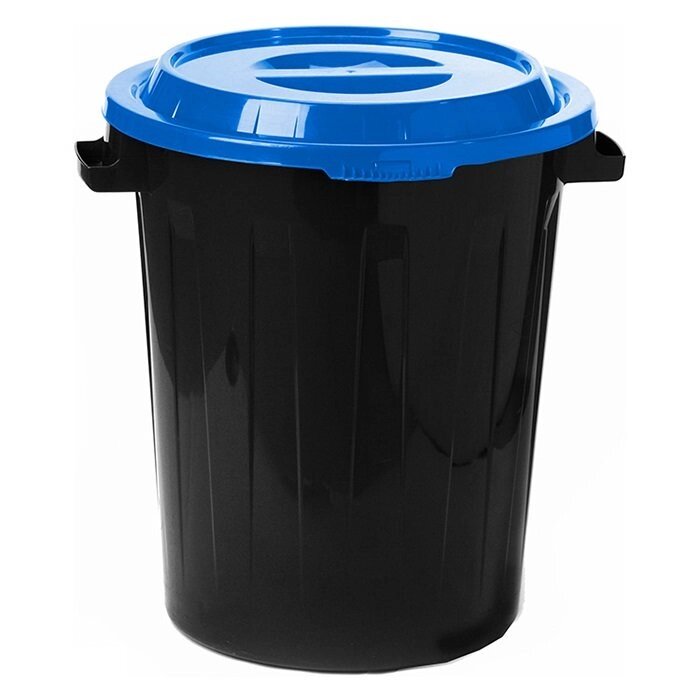 Бак для мусора 40 л. черный с синей крышкой от компании «Kdomy. by» интернет-магазин товаров для дома - фото 1