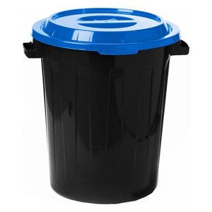 Бак для мусора 40 л. черный с синей крышкой
