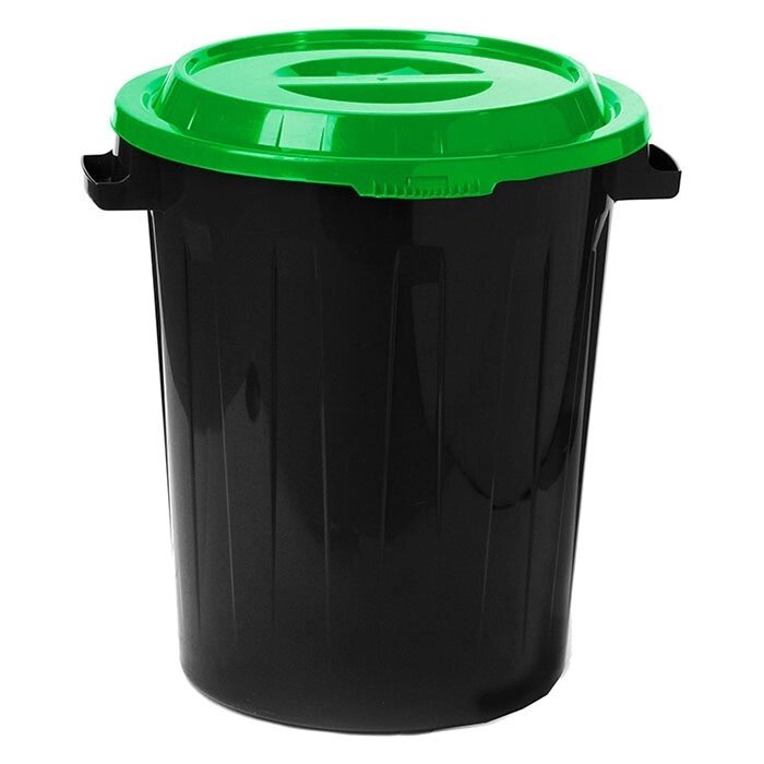 Бак для мусора 40 л. черный с зеленой крышкой от компании «Kdomy. by» интернет-магазин товаров для дома - фото 1