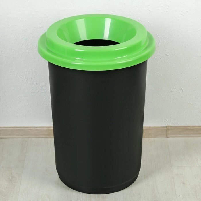 Бак для мусора 50 л. зеленый с отверстием от компании «Kdomy. by» интернет-магазин товаров для дома - фото 1