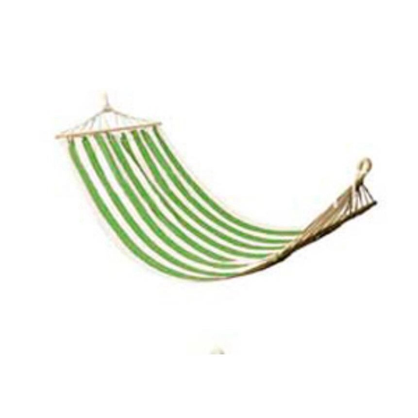 Гамак из хлопка с деревянными планками Stripe 200х80 см. зеленый от компании «Kdomy. by» интернет-магазин товаров для дома - фото 1