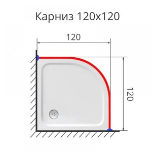 Карниз для поддона полукруглый 120 на 120 см. нержавеющая сталь усиленный