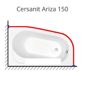 Карниз для ванной Ariza 150 на 90 см. нержавеющая сталь