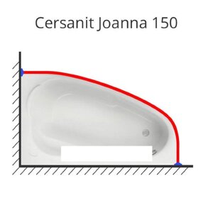 Карниз для ванной Joanna 150 на 95 см. нержавеющая сталь усиленный