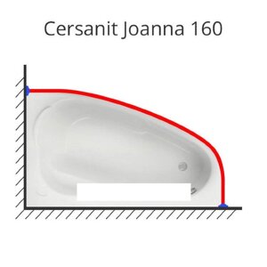 Карниз для ванной Joanna 160 на 95 см. нержавеющая сталь