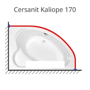 Карниз для ванной Kaliope 170 на 110 см. нержавеющая сталь