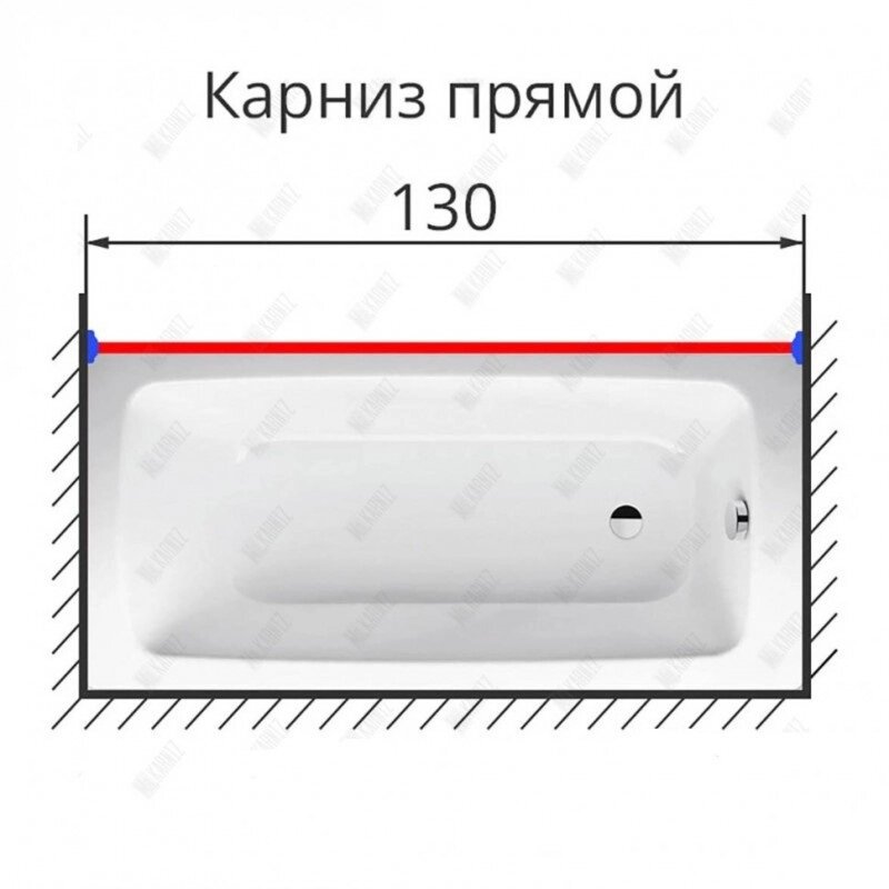 Карниз для ванной усиленный 130 см. нержавеющая сталь от компании «Kdomy. by» интернет-магазин товаров для дома - фото 1