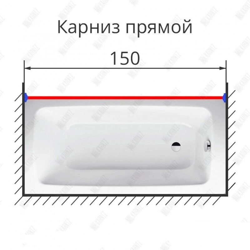 Карниз для ванной усиленный 150 см. нержавеющая сталь от компании «Kdomy. by» интернет-магазин товаров для дома - фото 1