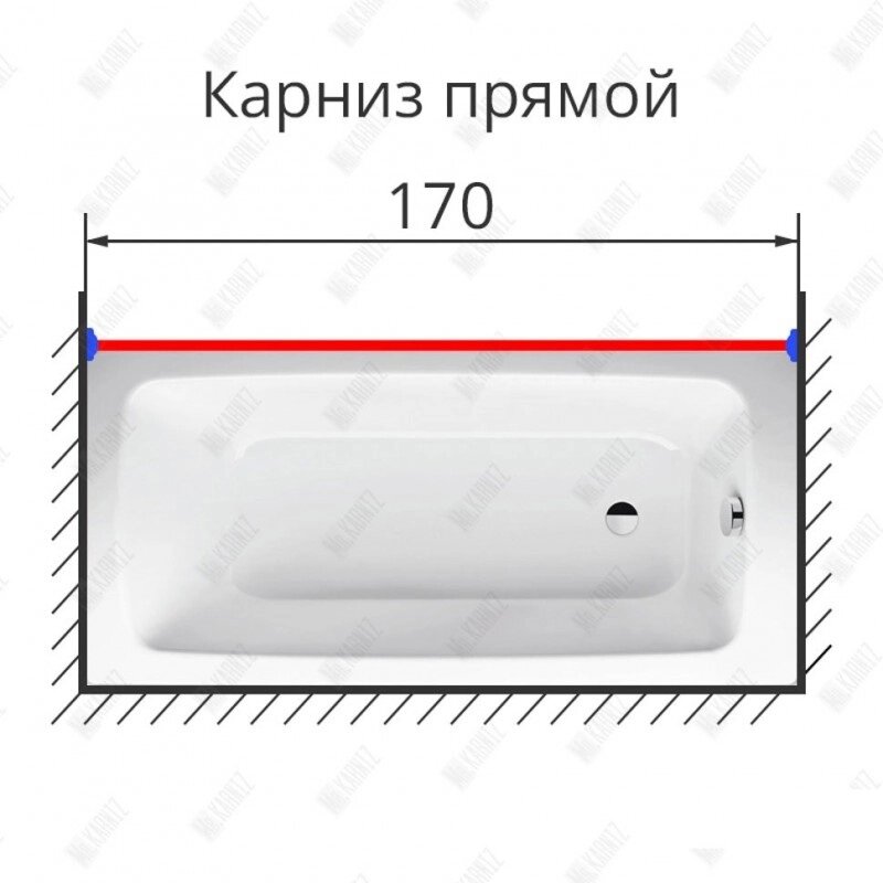 Карниз для ванной усиленный 170 см. нержавеющая сталь от компании «Kdomy. by» интернет-магазин товаров для дома - фото 1