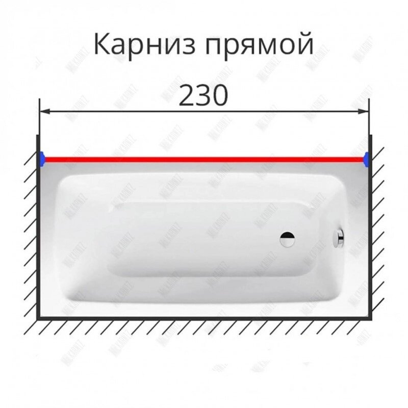 Карниз для ванной усиленный 230 см. нержавеющая сталь от компании «Kdomy. by» интернет-магазин товаров для дома - фото 1