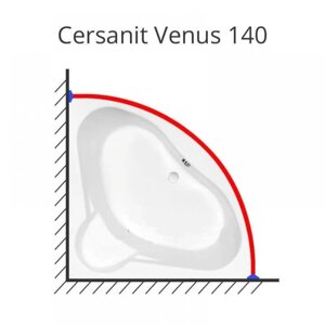 Карниз для ванной Venus 140 на 140 см. нержавеющая сталь усиленный