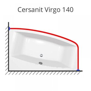 Карниз для ванной Virgo 140 х 90 см. нержавеющая сталь