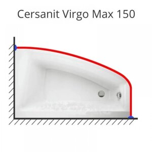 Карниз для ванной Virgo Max 150 х 90 см. нержавеющая сталь