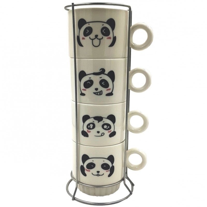 Набор кружек на подставке 4 шт. Panda от компании «Kdomy. by» интернет-магазин товаров для дома - фото 1