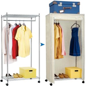 Тканевый шкаф для одежды повышенной прочности на колесиках