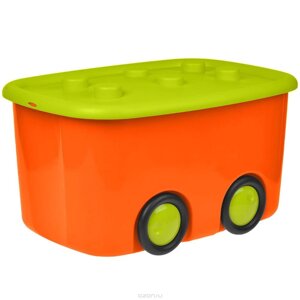 Ящик для игрушек Моби оранжевый на колесиках 50 л.