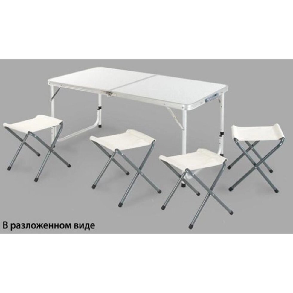 Складной стол со стульями 120 см. серый - доставка