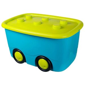 Ящик для игрушек Моби бирюзовый на колесиках 50 л.