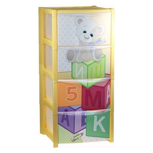 Пластиковый комод Мишка на кубиках 4 секции от компании «Kdomy. by» интернет-магазин товаров для дома - фото 1