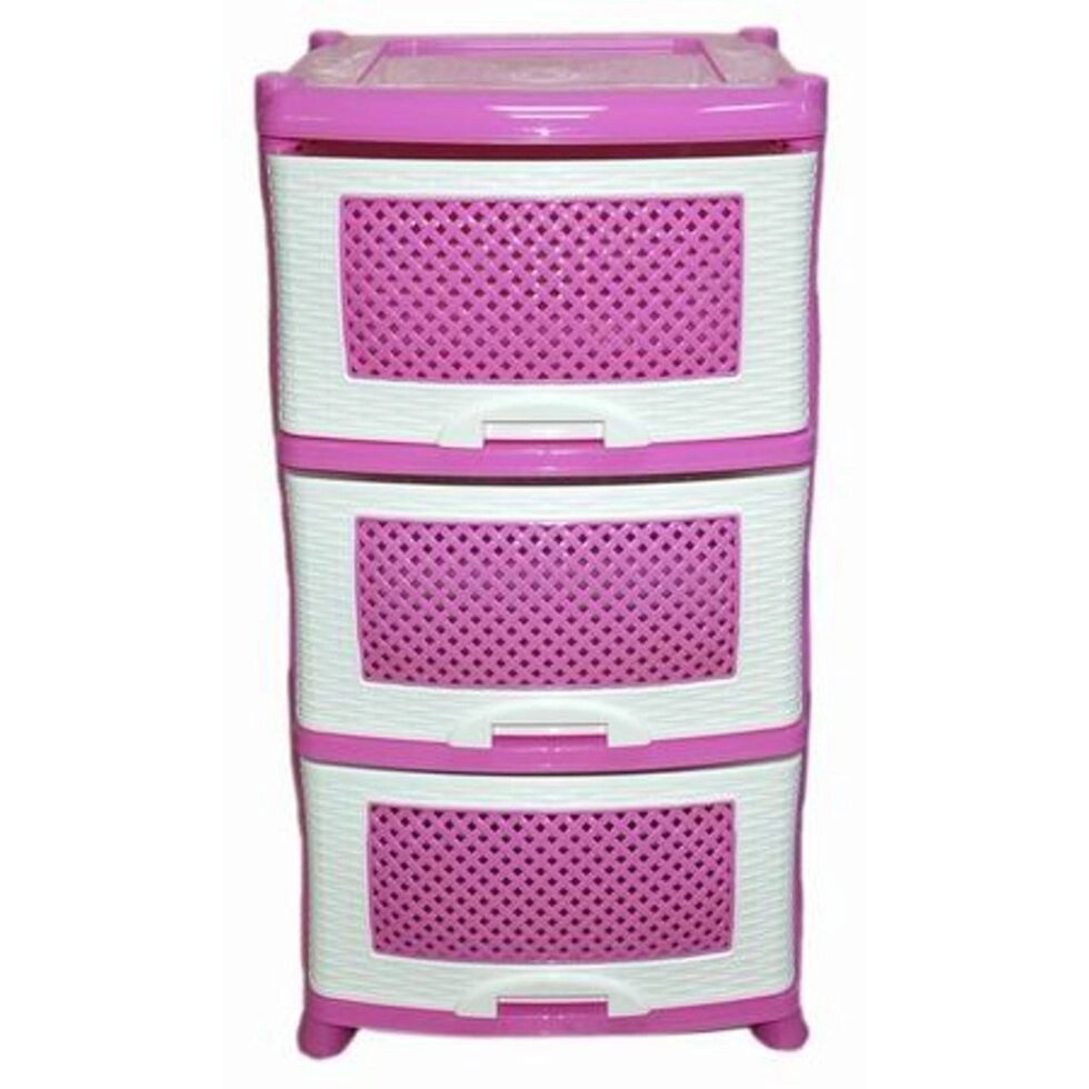 Пластиковый комод Плетенка 3 секции розовый от компании «Kdomy. by» интернет-магазин товаров для дома - фото 1