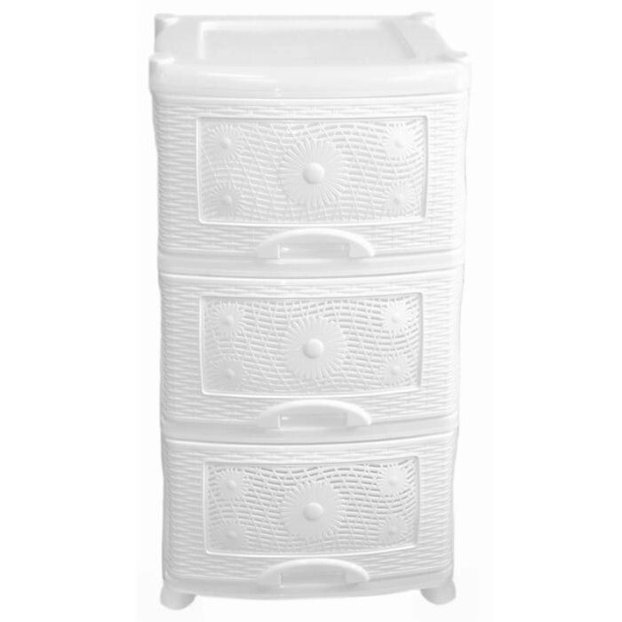 Пластиковый комод Ромашка 3 секции белый от компании «Kdomy. by» интернет-магазин товаров для дома - фото 1