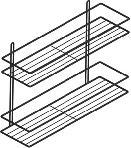 Полка для ванной прямоугольная двухъярусная черная