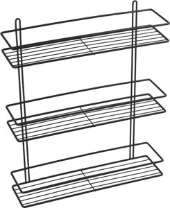 Полка для ванной прямоугольная трехъярусная черная