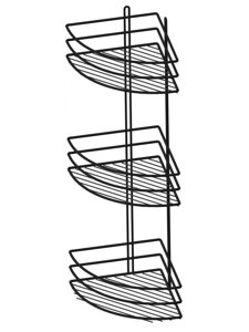 Полка для ванной угловая овал трехъярусная черная