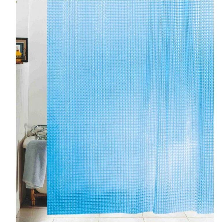 Шторка для ванной 3D синяя 530 A1 180х180 см. от компании «Kdomy. by» интернет-магазин товаров для дома - фото 1