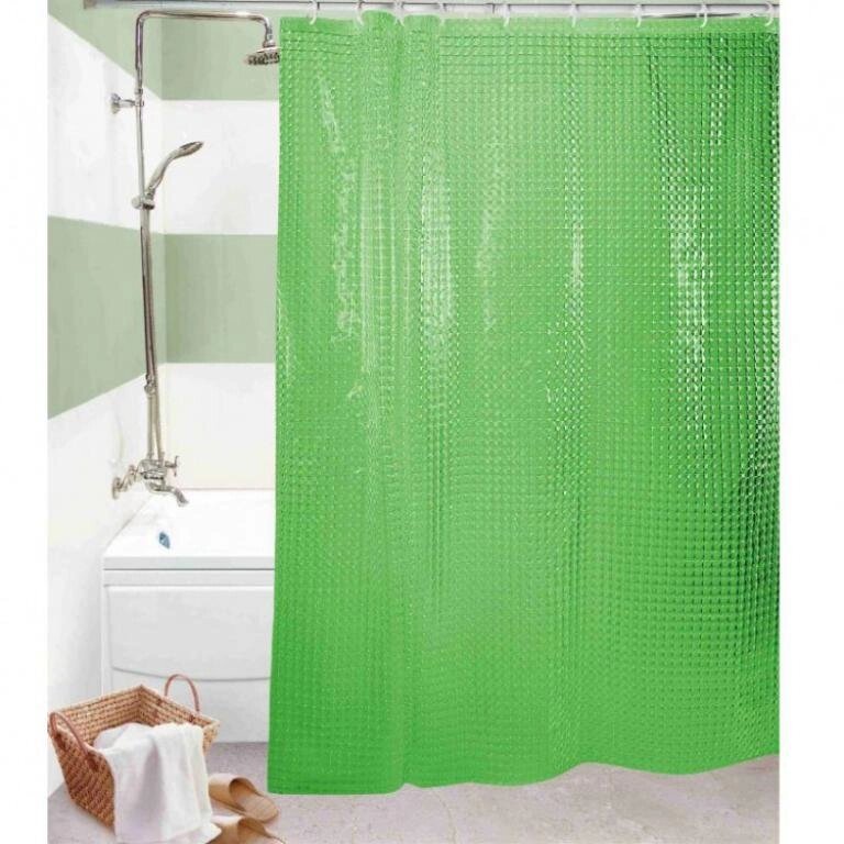 Шторка для ванной 3D зеленая 950 A1 180х180 см. от компании «Kdomy. by» интернет-магазин товаров для дома - фото 1