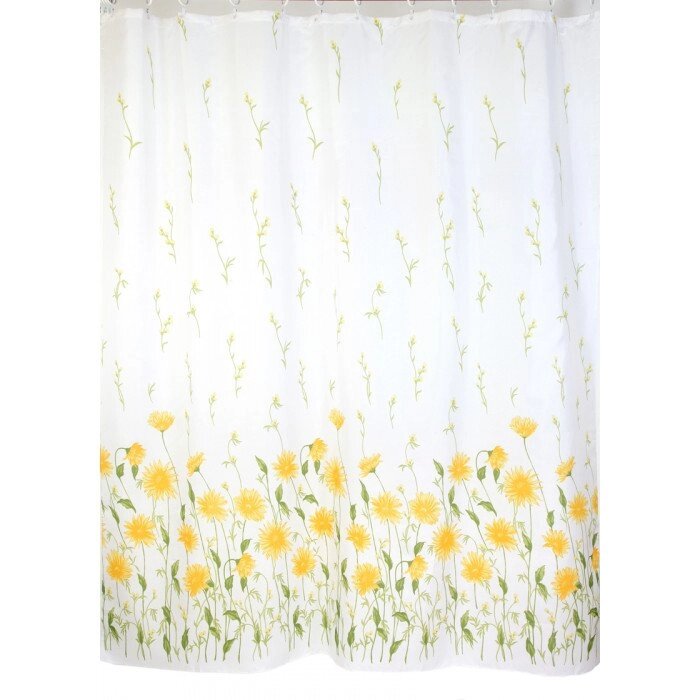 Шторка для ванной Цветы 180 x 200 см. текстильная желтая от компании «Kdomy. by» интернет-магазин товаров для дома - фото 1