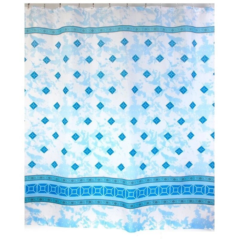 Шторка для ванной Ромбики 180 x 200 см. текстильная голубая от компании «Kdomy. by» интернет-магазин товаров для дома - фото 1