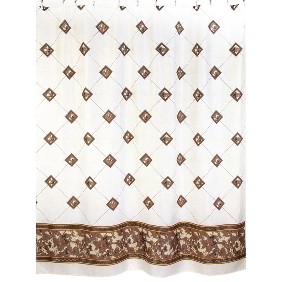 Шторка для ванной Ромбики 180 x 200 см. текстильная коричневая от компании «Kdomy. by» интернет-магазин товаров для дома - фото 1