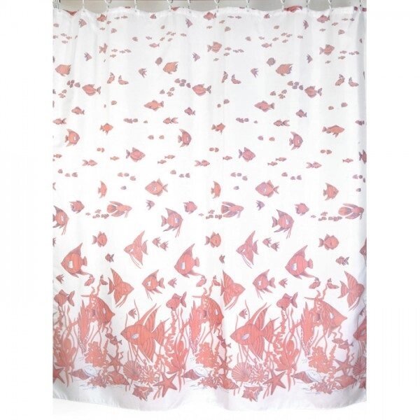 Шторка для ванной Sea 180 x 200 см. текстильная красная от компании «Kdomy. by» интернет-магазин товаров для дома - фото 1