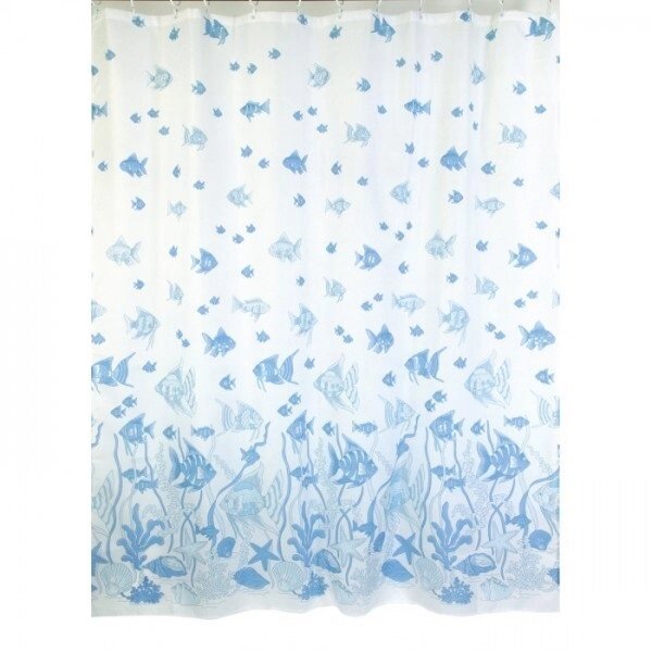 Шторка для ванной Sea 180 x 200 см. текстильная синяя от компании «Kdomy. by» интернет-магазин товаров для дома - фото 1