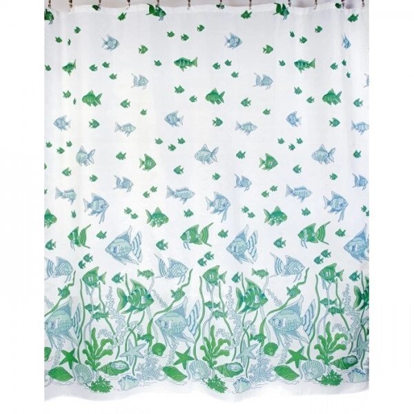 Шторка для ванной Sea 180 x 200 см. текстильная зеленая от компании «Kdomy. by» интернет-магазин товаров для дома - фото 1