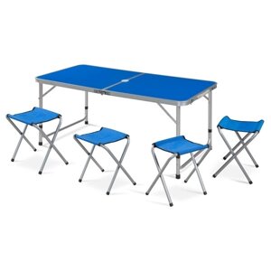Складной стол со стульями 120 см. синий