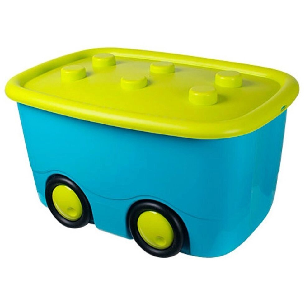 Ящик для игрушек Моби бирюзовый на колесиках 50 л. от компании «Kdomy. by» интернет-магазин товаров для дома - фото 1