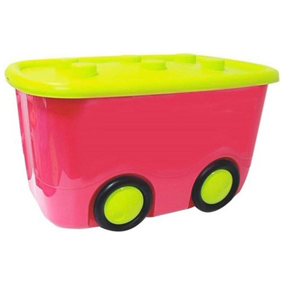 Ящик для игрушек Моби малиновый на колесиках 50 л. от компании «Kdomy. by» интернет-магазин товаров для дома - фото 1