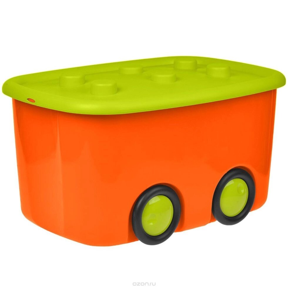 Ящик для игрушек Моби оранжевый на колесиках 50 л. от компании «Kdomy. by» интернет-магазин товаров для дома - фото 1