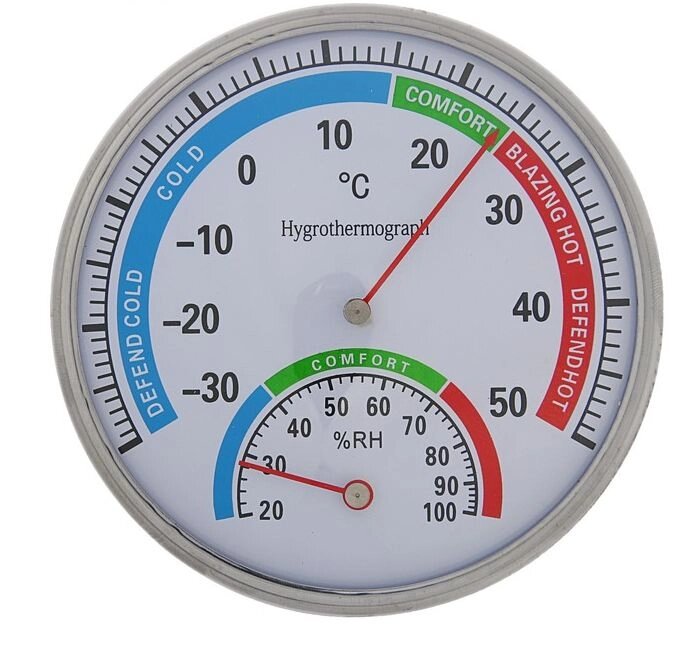 Термометр механический, с гигрометром, металл от компании ИП Дробышевская Н. И. - фото 1