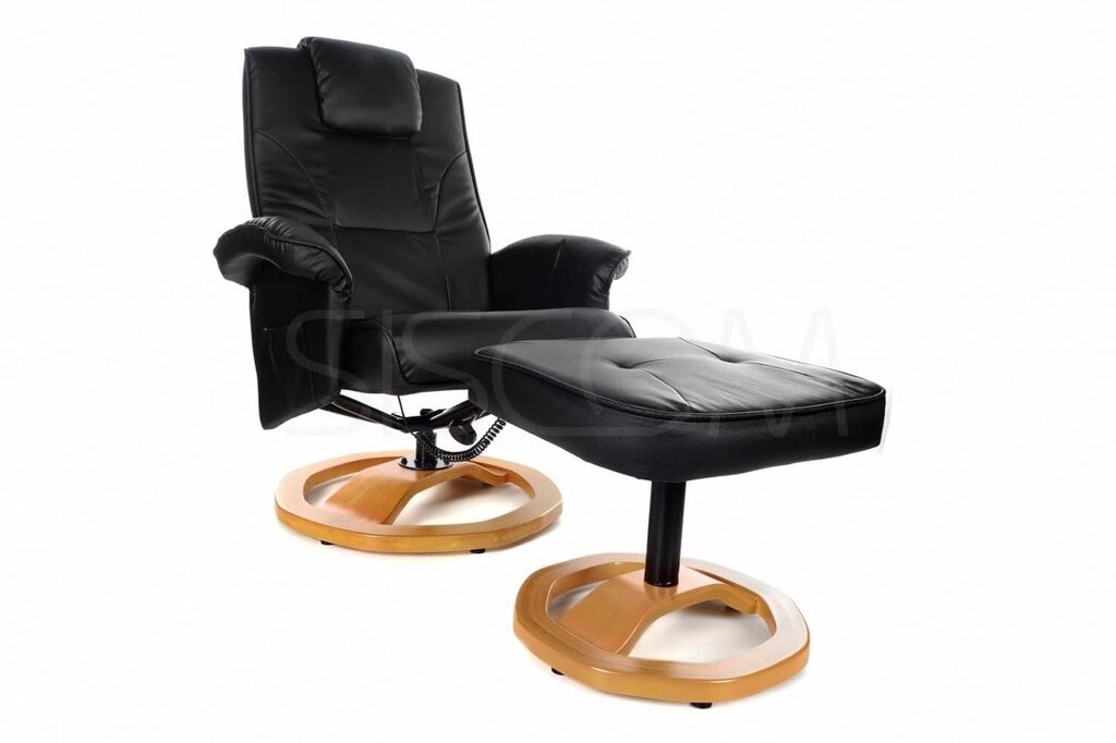 Массажное кресло с пуфом Calviano TV Комфорт (черное) от компании Интернет-магазин Encity - фото 1