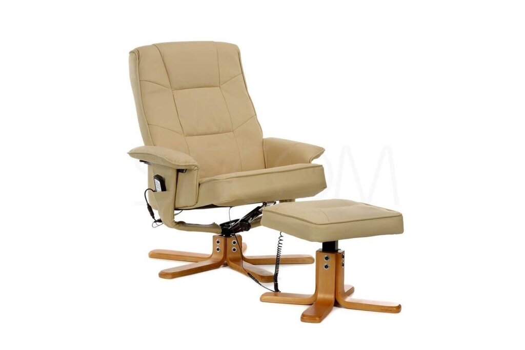 Массажное кресло с пуфом Calviano TV Relax (бежевое) от компании Интернет-магазин Encity - фото 1