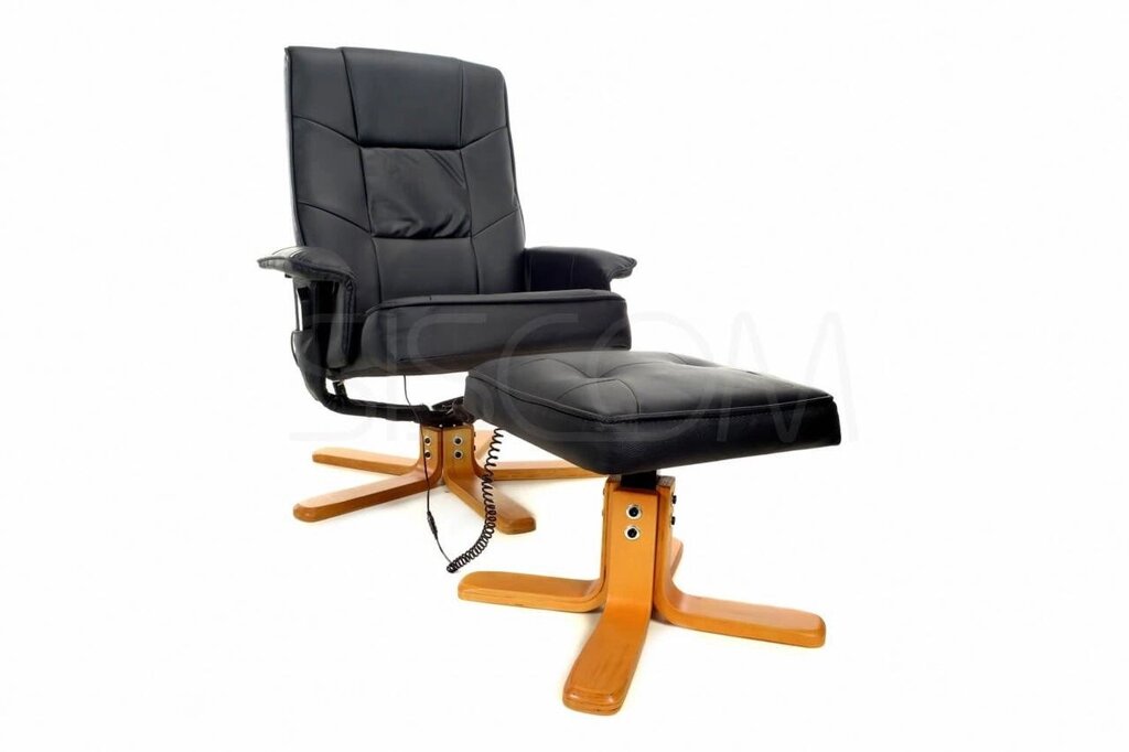 Массажное кресло с пуфом Calviano TV Relax (черное) от компании Интернет-магазин Encity - фото 1