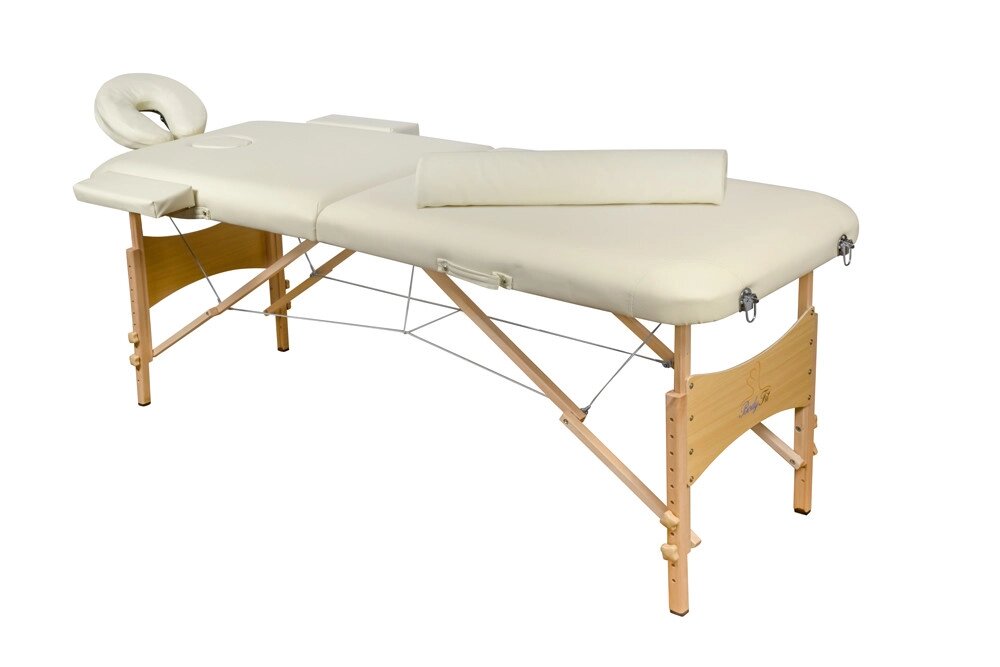 Массажный стол 2-х секционный деревянный BodyFit (185x60) бежевый от компании Интернет-магазин Encity - фото 1