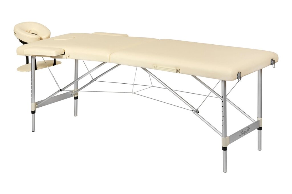 Массажный стол 2-секционный алюминиевый BodyFit (186x60 см) бежевый от компании Интернет-магазин Encity - фото 1