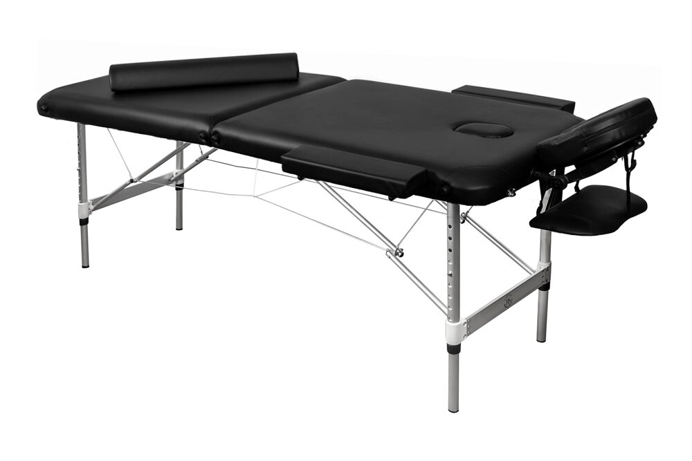 Массажный стол 2-секционный алюминиевый BodyFit (186x60 см) черный от компании Интернет-магазин Encity - фото 1